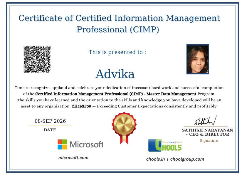 Certified Information Management Professional (CIMP) Certificate
